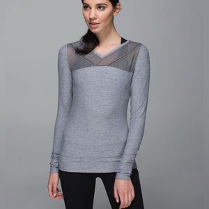 Lululemon Just Breathe Long Sleeve Heathered Slate grey gray small
